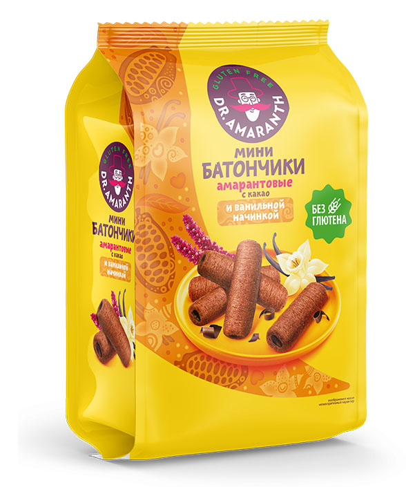  Мини-батончики «Dr.AMARANTH» с какао и ванильной начинкой, 72г        в Воронеже