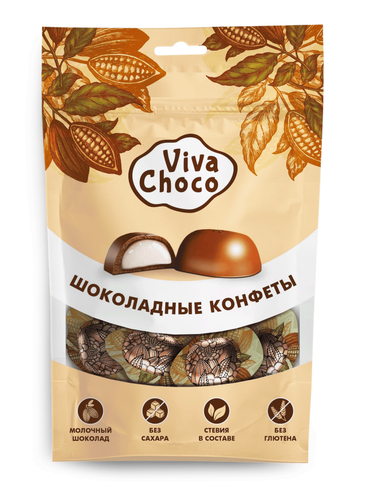  Viva Choko, Конфеты Без сахара в молочном шоколаде 65г    в Воронеже