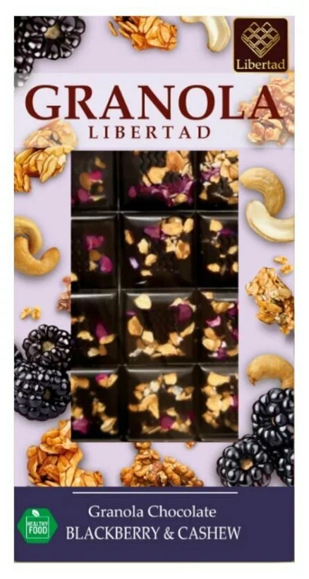 Шоколад Libertad Granola Горький шоколад 70% с ежевикой и кешью, 80г     в Воронеже