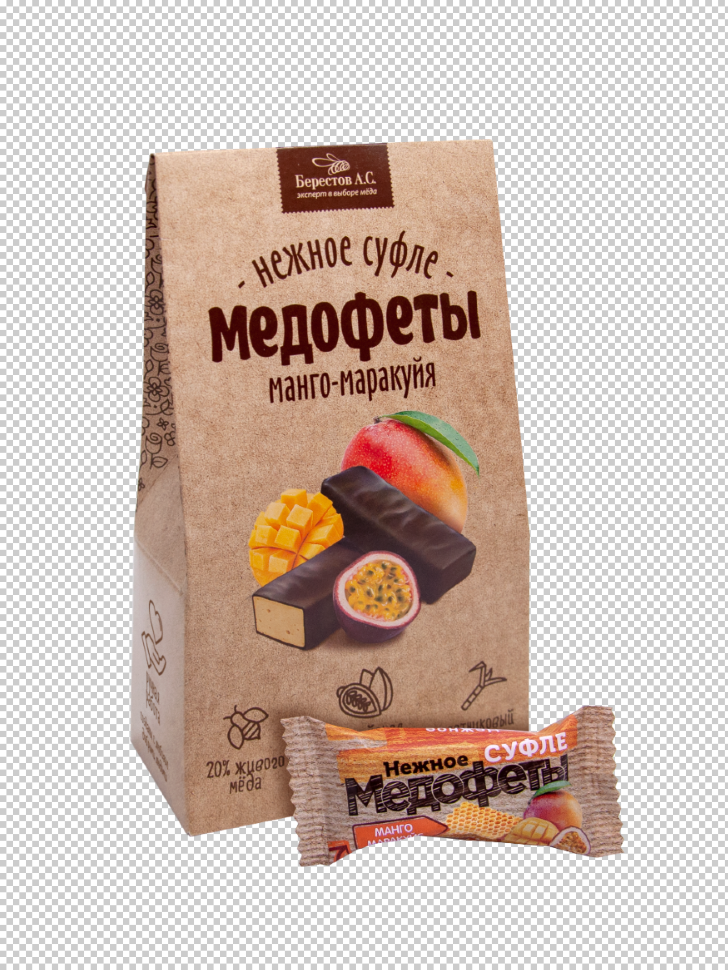  АКЦИЯ!!! Медофеты с манго-маракуйя, (Коробка 10шт по 150г) в Воронеже