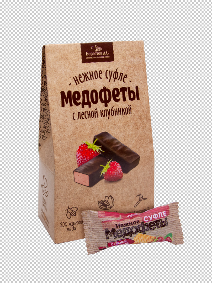 АКЦИЯ!!! Медофеты с лесной клубникой,(Коробка 10шт по 150г)      в Воронеже