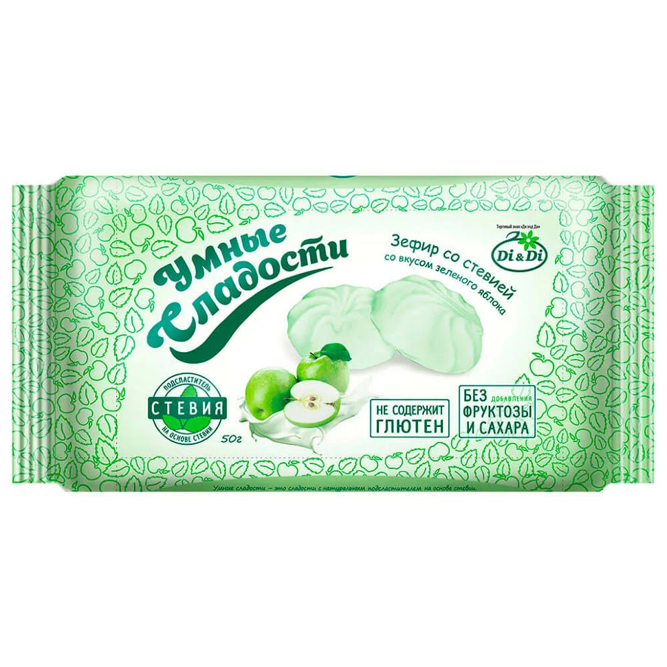  Умные сладости Зефир со вкусом Зеленого яблока, 50г       в Воронеже
