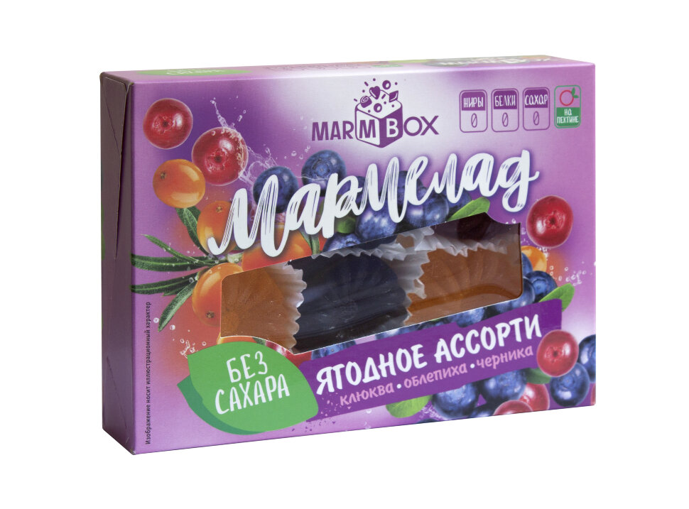 Мармелад желейный Marmbox БЕЗ САХАРА "Ягодное ассорти" 200г      в Воронеже